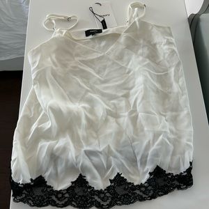 Theory white with black lace cami